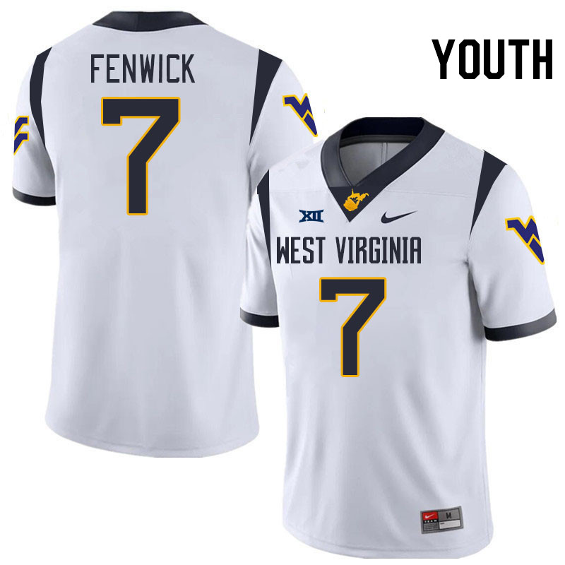 Youth #7 Abe Fenwick West Virginia Mountaineers College 2024 New Uniforms Football Jerseys Stitched